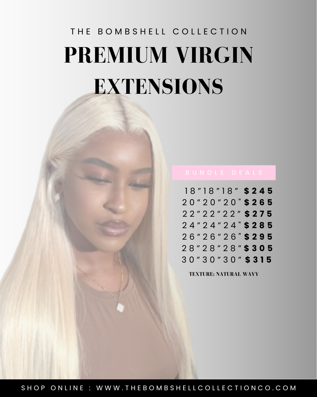 PREMIUM VIRGIN HAIR EXTENSIONS BUNDLE DEAL